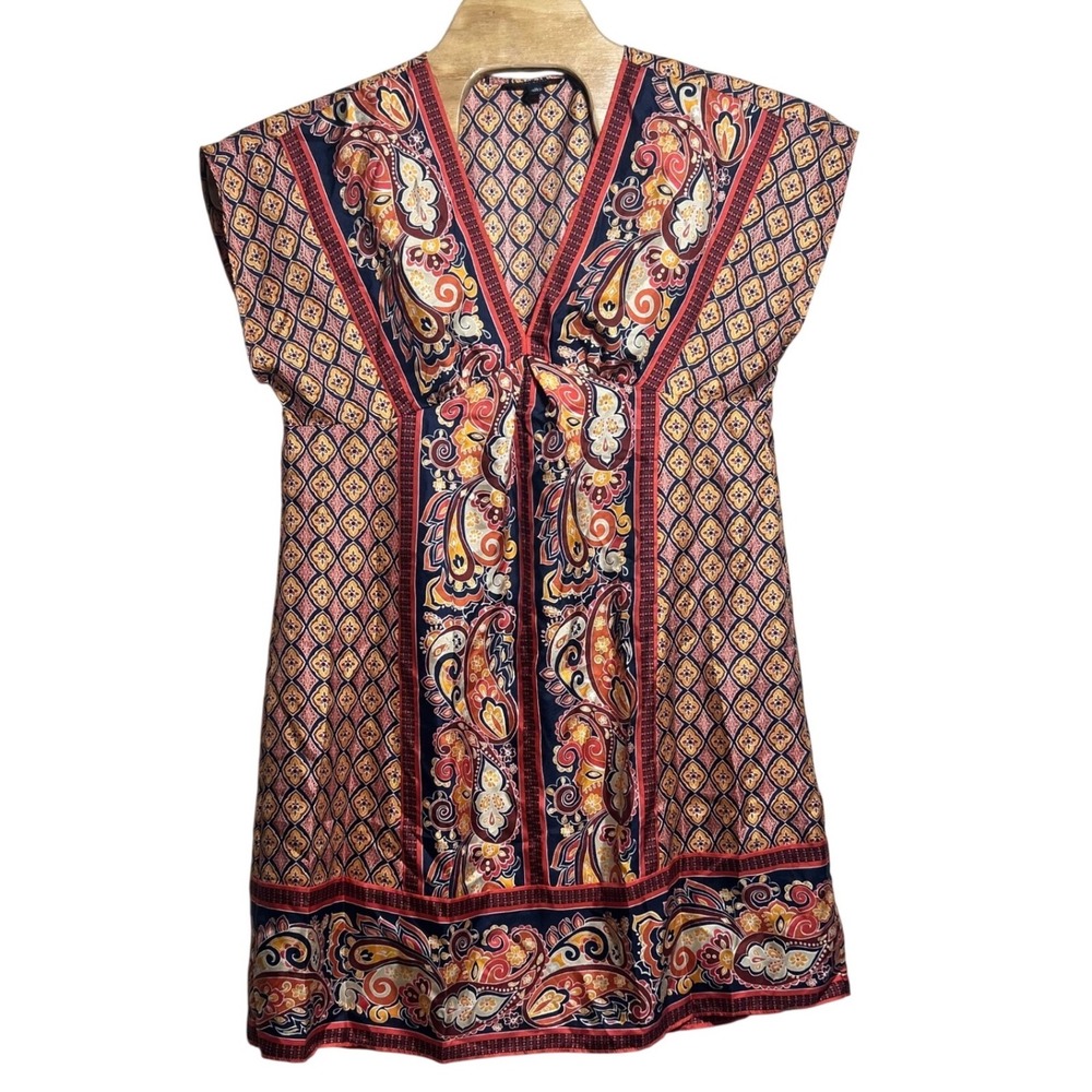 Banana Republic Y2K Womens Medium Silk Paisley Empire Waist Tunic‎ Dress